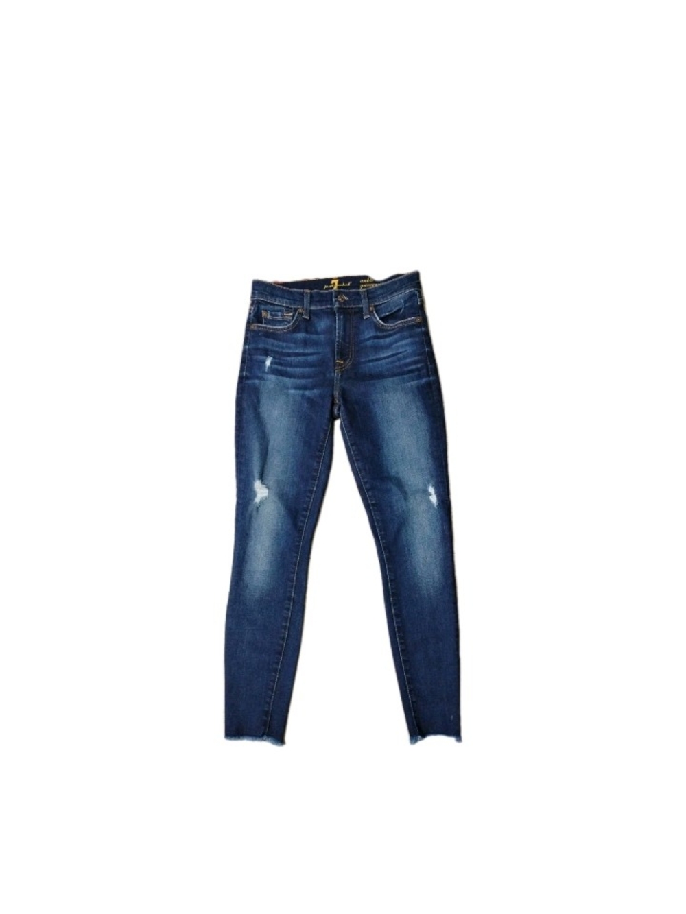 7 For All Mankind High Waist Ankle Gwenevere Jeans Dark Wash Distressed Size 25